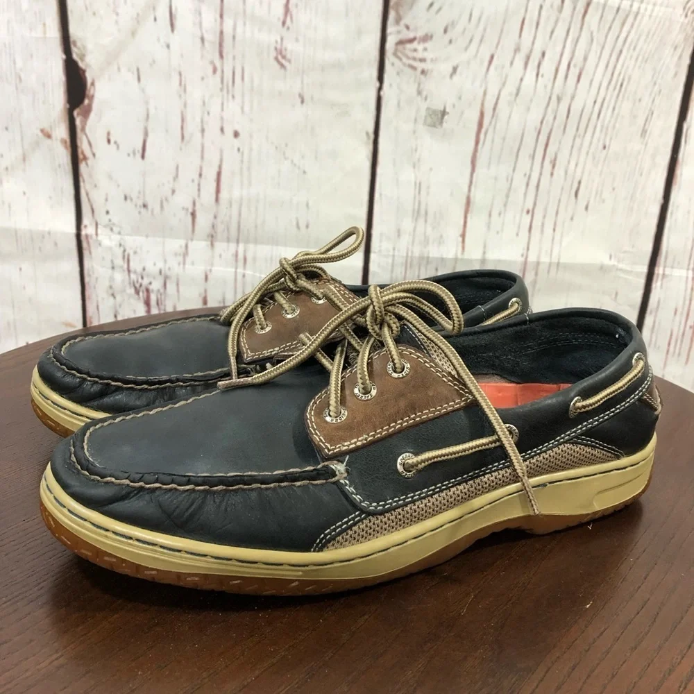 SPERRY TOP SIDER Men's Blue Leather Boat Shoes Classic Lace-Up Deck Style 11